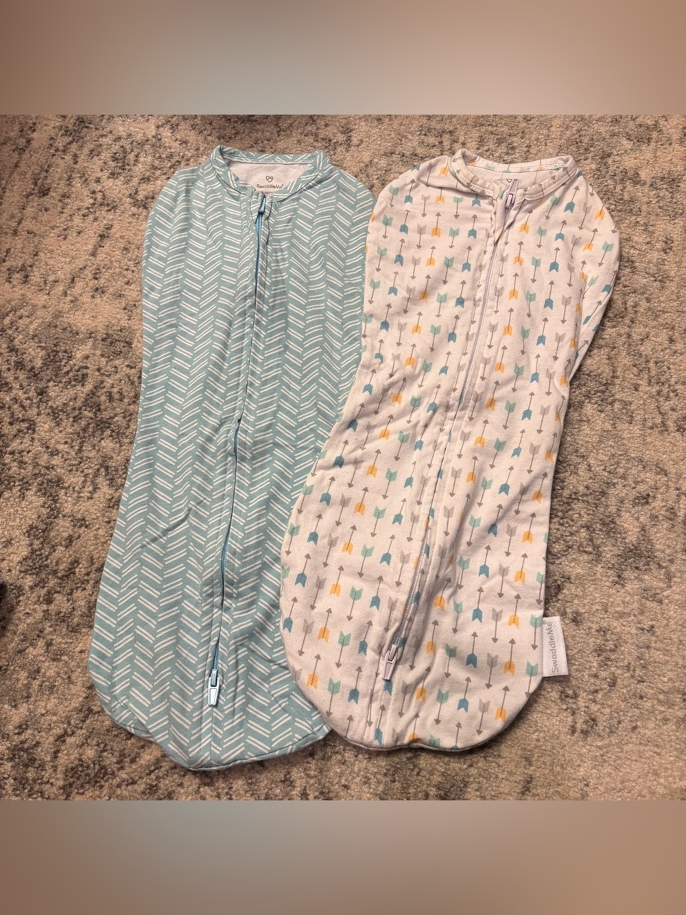 SwaddleMe Two-Pack Sleep Sacks in Teal Chevron and White Arrow Print